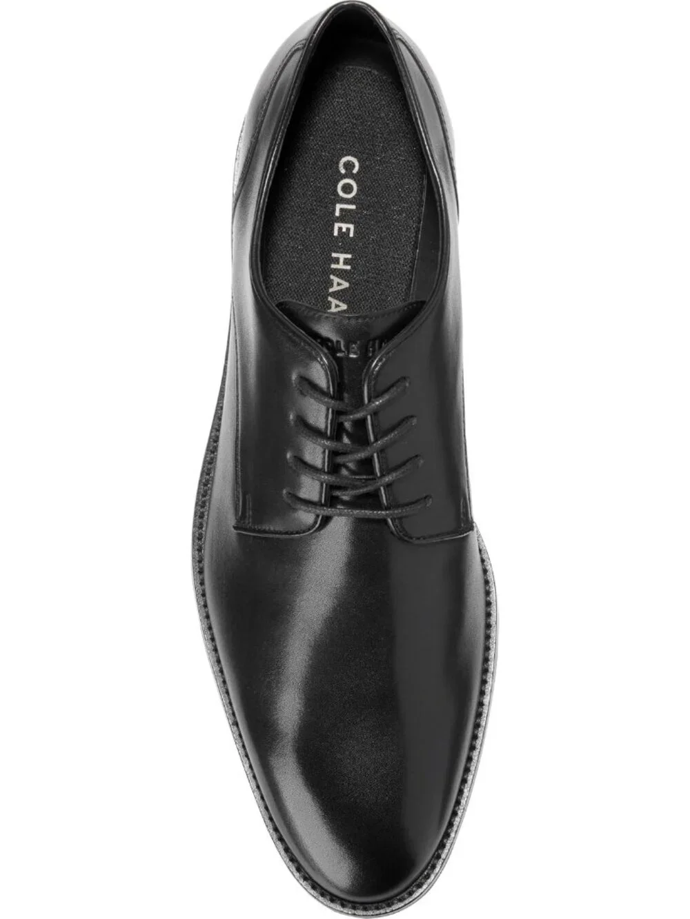 Men's Black Solid Leather Lenox Hill Cap Toe Low-top Business Derby Oxford Shoes